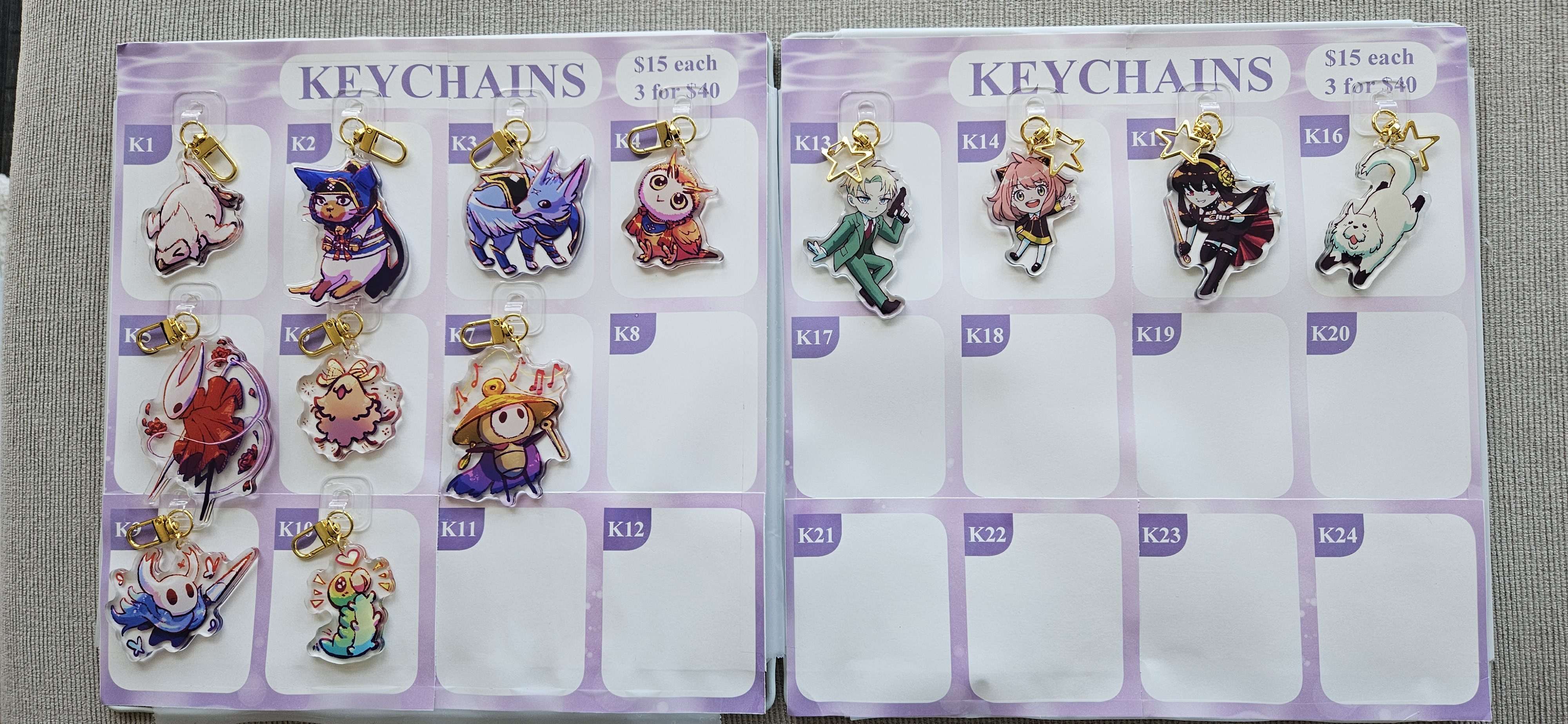 Keychains (Monster Hunter, Hollow Knight, Silksong, Spy x Family)